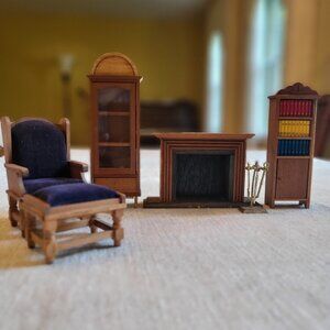 Reevesline Vintage Dollhouse Wooden Parlor 6-Piece Set